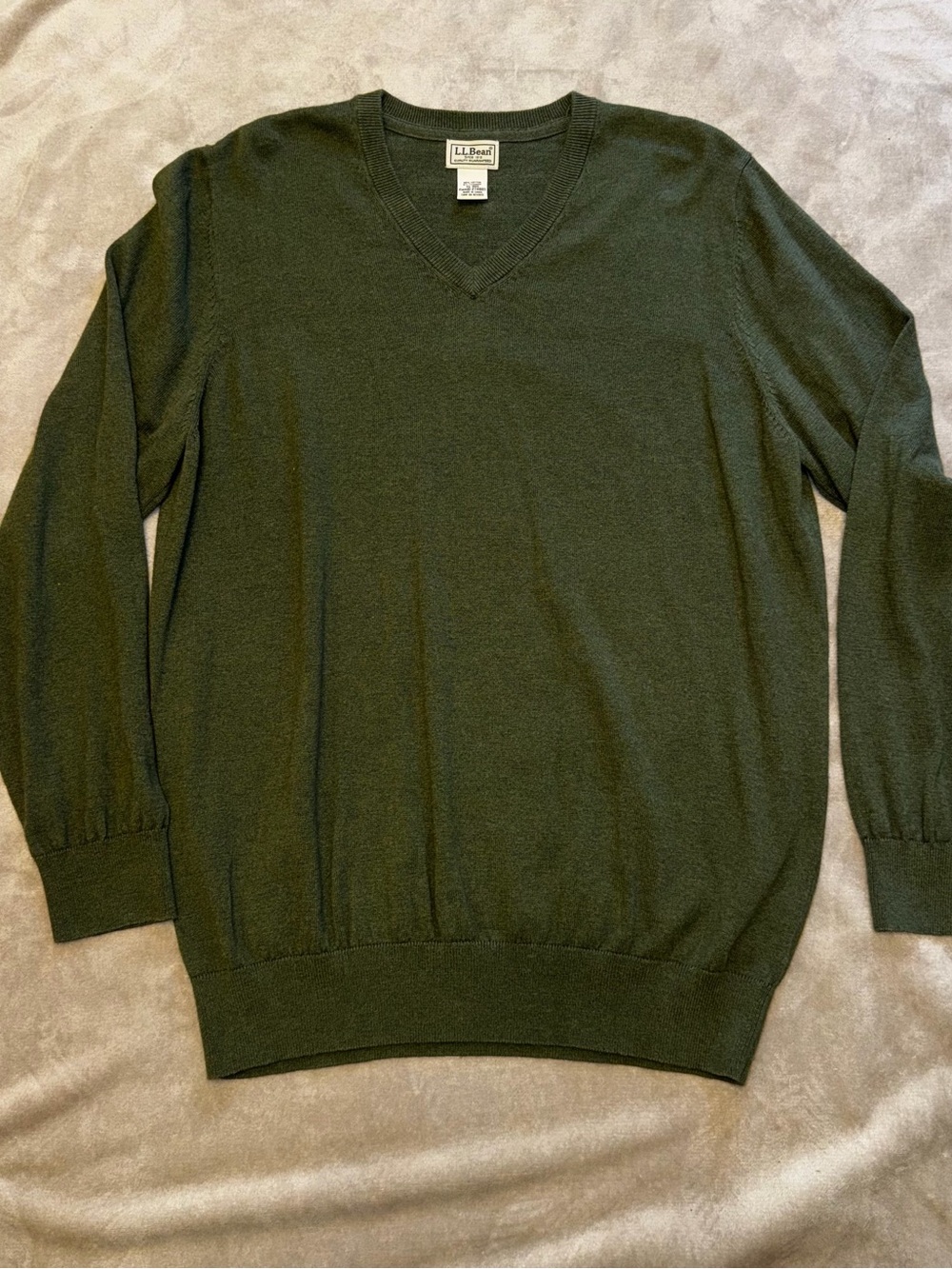 L.L. Bean Men's V-Neck Sweater in Dark Green
